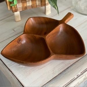 Monkey pod vintage solid wood candy dish